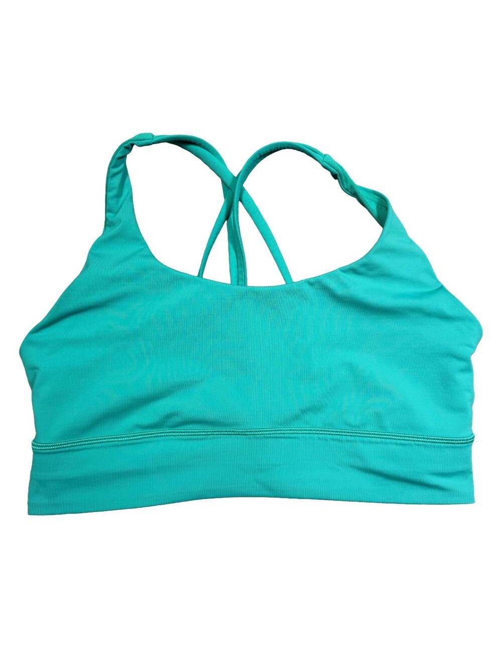 Lululemon Energy Bra Size 12 Teal Turquoise Strappy Back Longline Sports Bra